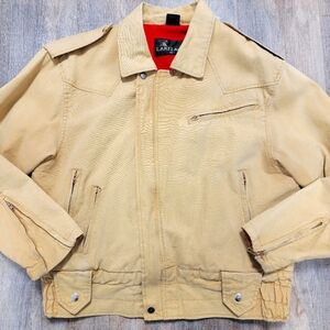 Vintage Lakeland Jacket Canvas  Red Wool Lined Zipper Pockets Size 42 Korea